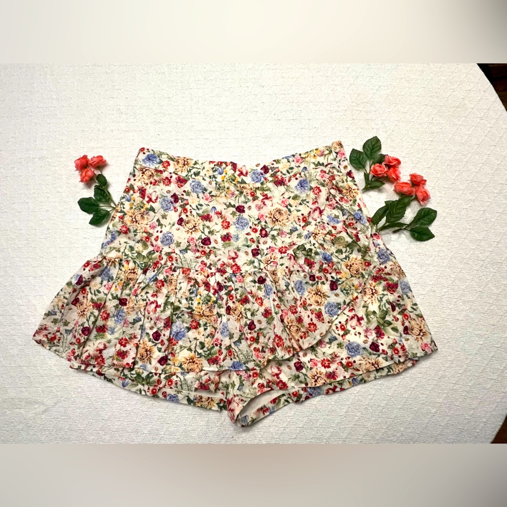 Floral Skort with Ruffle